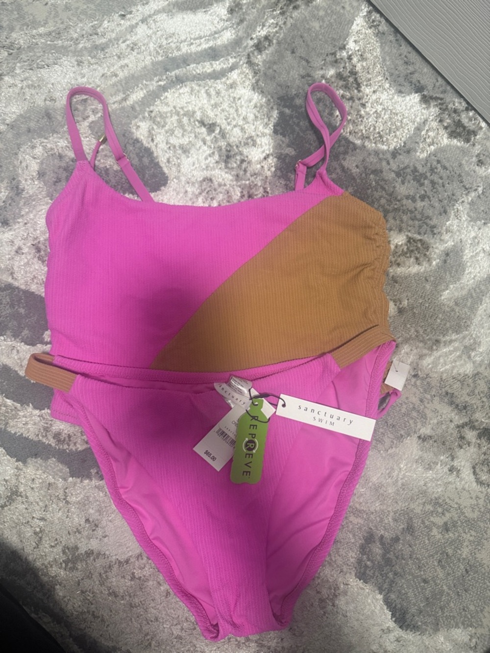 Sanctuary Kids Pink & Brown Colorblock One-Piece Swimsuit